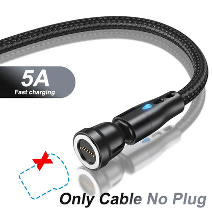 AUFU 5A Magnetic Cable 540 Rotate Fast Charging Magnetic USB Type C Cable For iPhone 14 Samsung Xiaomi Realme Mobile Phone Cable