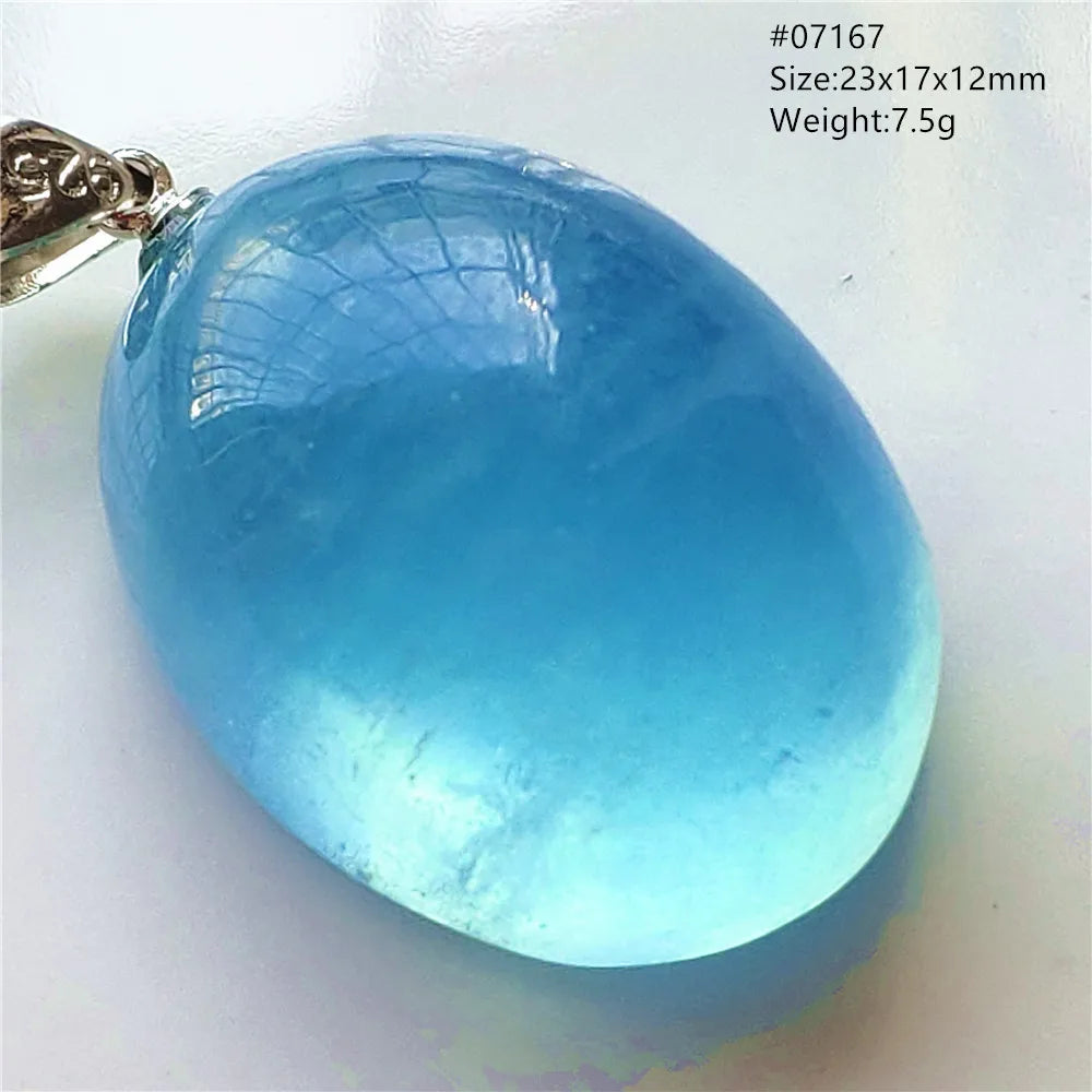 Natural Blue Aquamarine Pendant Clear Water Drop Women Men Brazil Aquamarine Crystal Necklace Jewelry AAAAA