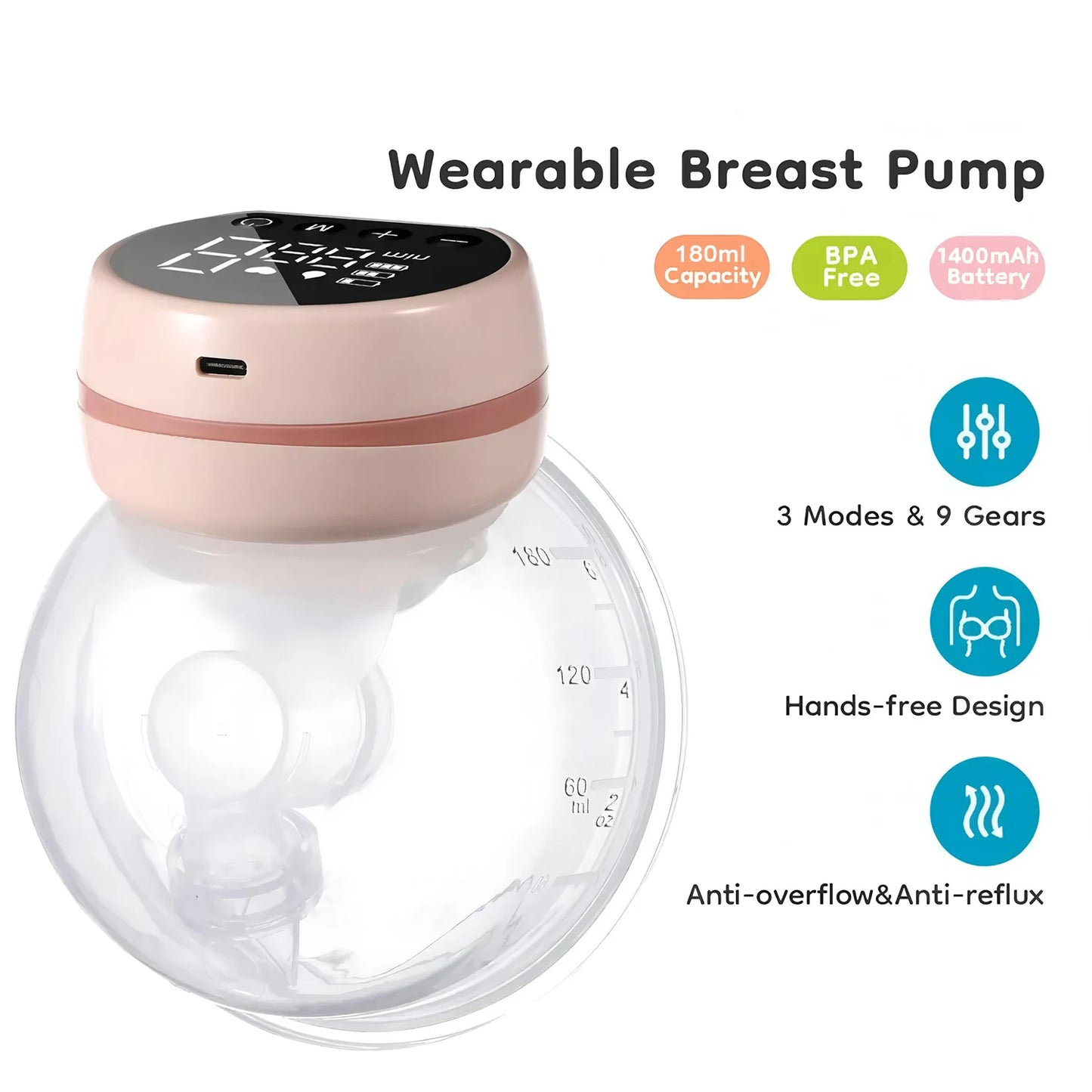 Wearable Breast Pump Hands Free Electric Portable Wearable Breast Pumps Slient BPA-free Breastfeeding Milk Collector
