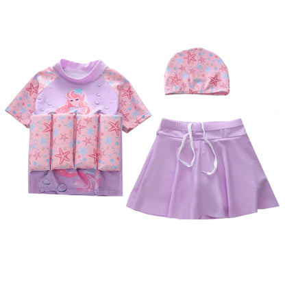 Ircomll New Kids Floatation Swimsuits Toddler Girl's 3 Piece Swimsuits Children Princess Buoyancy Swimwear Kids Beach Swimsuit