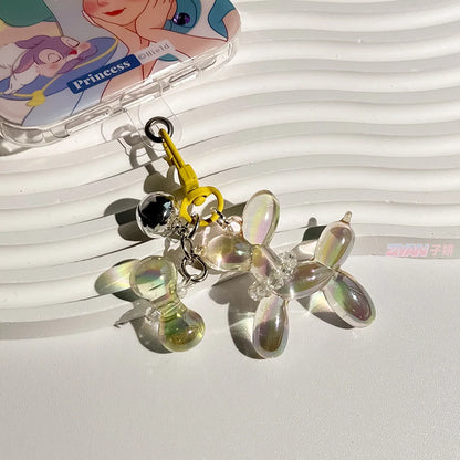 Kawaii Balloon Dog Key Chains Colorful Transparent Cartoon Dog Beautiful Bag Accessories Fashion Key Ring Pendants