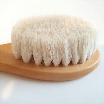 2/3PCS Newborn Wool Baby Wooden Brush Comb Newborn Hair Brush Infant Head Massager Portable Comb Hair Bath Brush Comb
