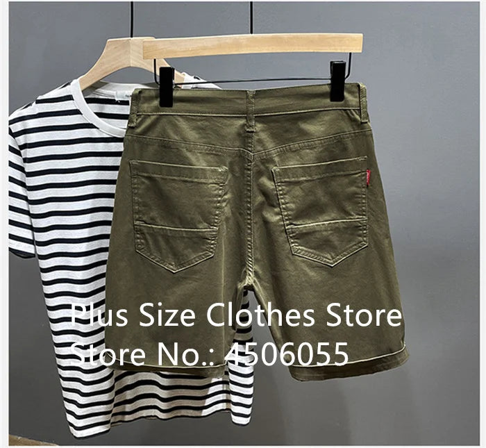 Cotton Shorts Men Summer Plus Size 46 44 42 40 Loose Thin Stretched Black Beige Students Blue Casual Half Trousers Streetwear