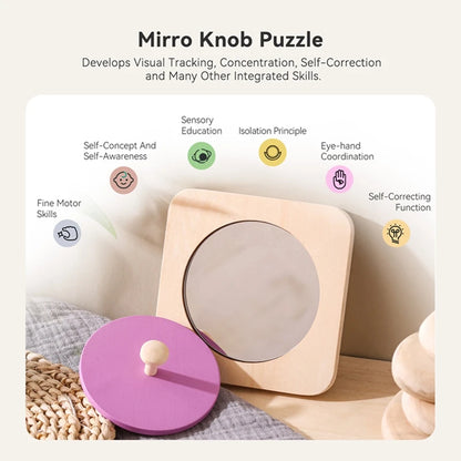 Baby Wooden Montessori Toys Mirror Tummy Time Infant Mirror Black White Contrast Visual Stimulation Sensory Development Toys