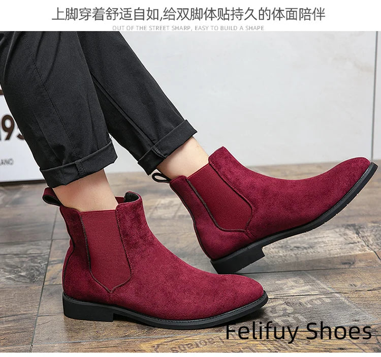 Bottines Chelsea marron, noires et rouges pour homme, bottines de cowboy, faites à la main, pointures 38 à 46