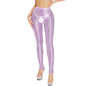Glossy Shiny Stage Performance Leggings High Waist Fitness with Socks Skinny Yoga Trousers Women Clothing Stage Show