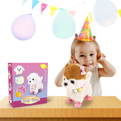 Jouet interactif électronique en peluche pour enfant, qui secoue la queue, fait semblant de s'habiller, chien en peluche qui aboie et marche avec laisse