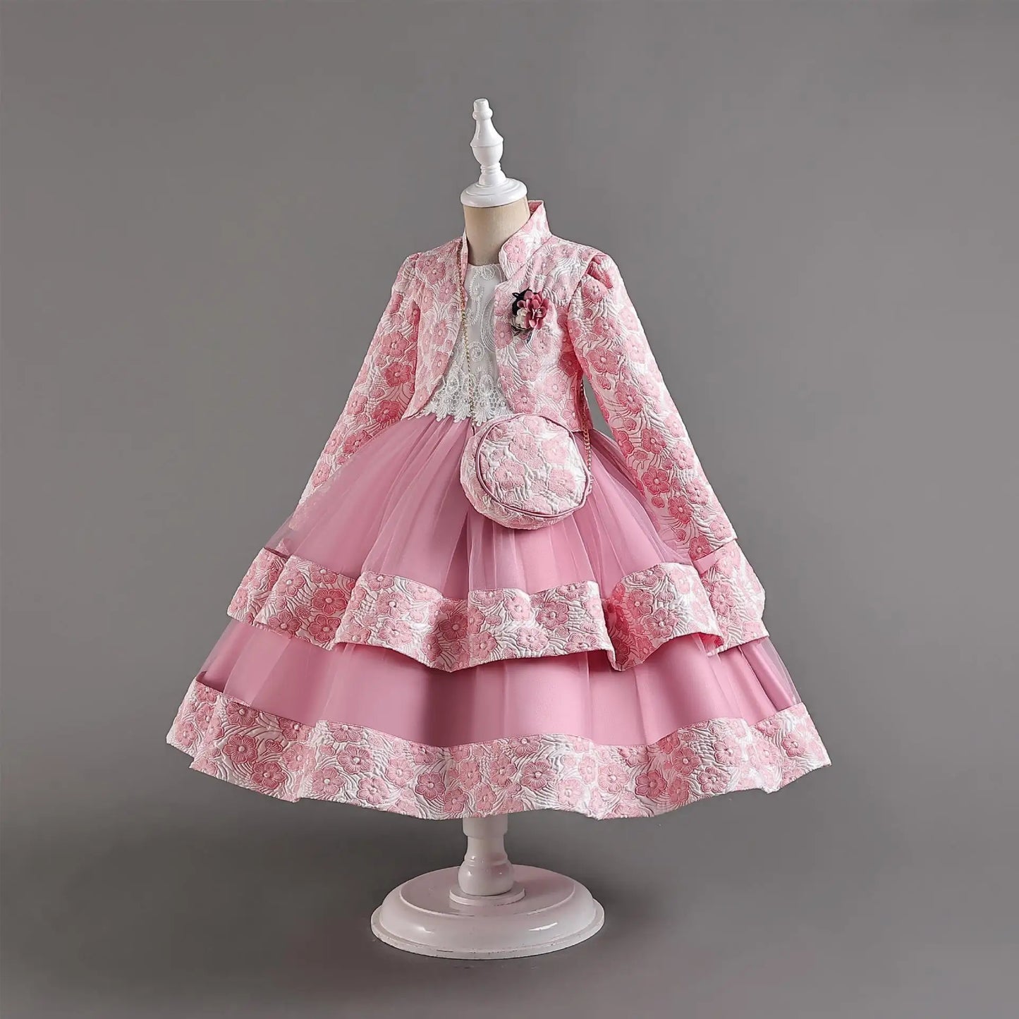 New Girls' Dress Two Piece Set 3-10 Years Old Gorgeous Christmas Performance Dress Autumn Girls' Party Prom Dress