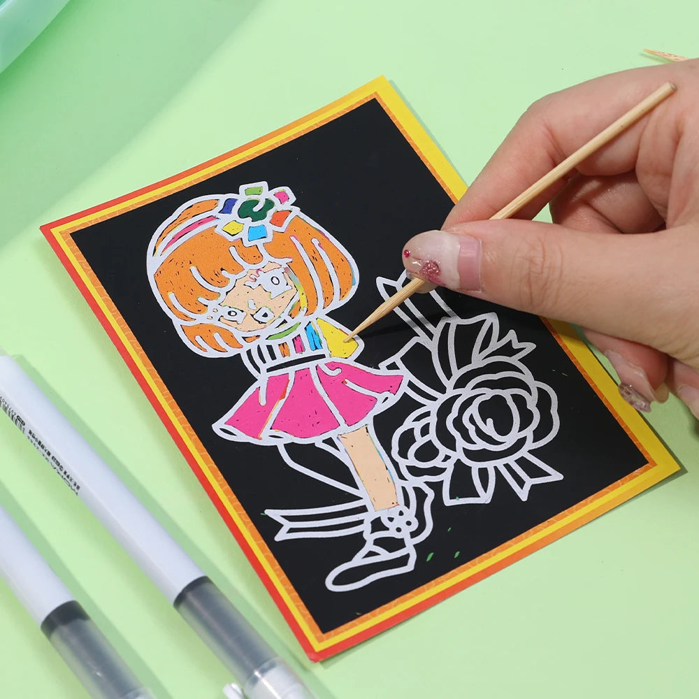 1-10pcs Dazzling Kids Scratch Drawing Set Pupil Puzzle Scratch Drawing Toys Kindergarten Early Education DIY Handmade Color Gift