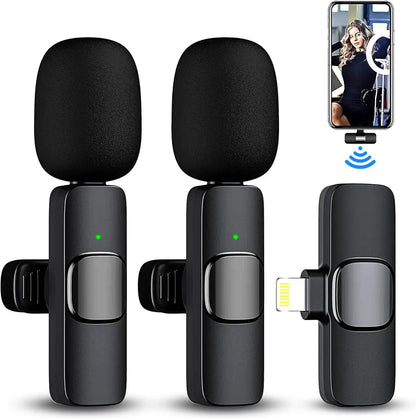Lavalier Microphone 2.4G Wireless Portable Audio Video Recording Mini Mic for iPhone Android Live Broadcast Gaming Phone