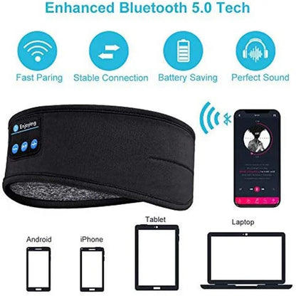 Masque de musique sans fil Bluetooth, bandeau de sport, casque anti-bruit, pour conversation, course, yoga, musique, casque de sommeil sans fil