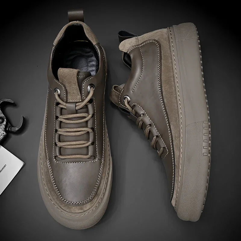 New Men's Casual Shoes Fashion Comfort Sneakers Outdoor Men Sneakers Lace up Genuine Leather Designer Shoes Sport Masculina 2024