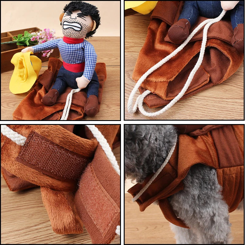 Vêtements amusants pour chiens de petite, moyenne et grande taille, style cowboy, pour Halloween, pour animaux de compagnie, mignons, pour fête, veste pour chiot, cosplay, tenues de carlin