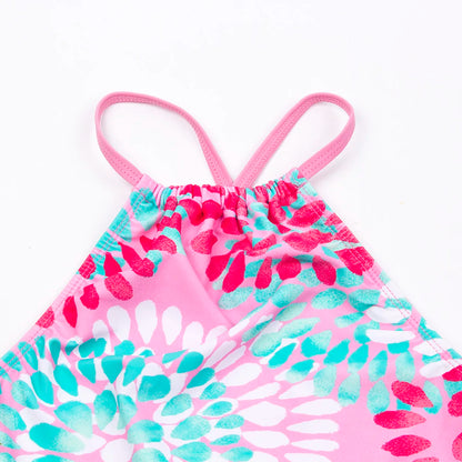 3-14 Years Flower Print Girls Kids Swimwear Summer Children Teen Students Two Pieces Swimsuit Kids Bikini Set Bathing Suit