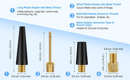 1 Set Bicycle Presta Schrader Valve Adaptor, Brass Bike Pump Adapters, Ball Pump Needle, Balloon Inflatable Toys Nozzle Inflator