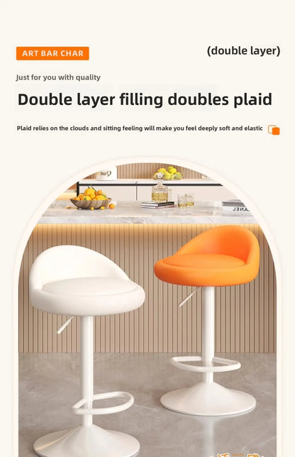 Minimalist Modern Home Elevated Foot Stool Adjustable Backrest Seat Creamy Milk Tea Shop Dining Stool Kitchen Island Seat