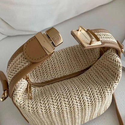Straw Crossbody Bag For Women New Bohemian Small Knitting Summer Purse And Handbag Vacational Bucket Beach Bags