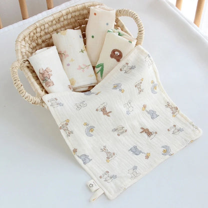 Cotton Towel Newborn Baby Items 4 Layer Muslin Baby Bibs Handkerchief Soft Saliva Towel Feeding Burp Cloths