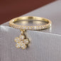 Fashion Gracefully Synthetic Zirconia Women's Ring with Delicate Five-Leaf Flower Pendant