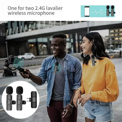 Portable Wireless Lavalier Microphone for Live Streaming/YouTube/TikTok/Facebook Live Noise Reduction Mic For iPhone/Android
