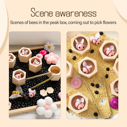 Montessori Honeycomb Wooden Toys Bee Educational Toys Assemble The Block Beehive Toys Hand-foot Coordination Toy A Gift For Baby