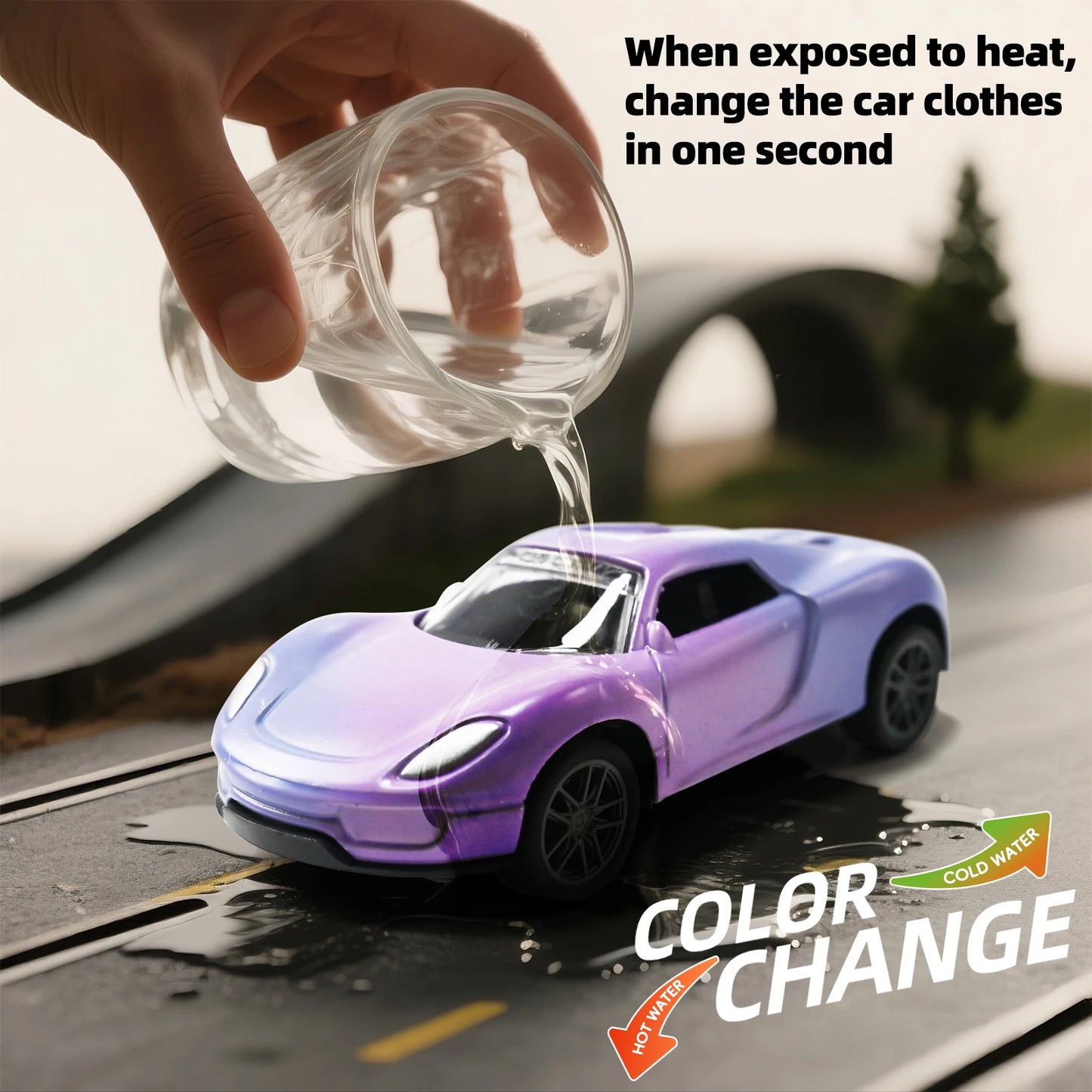 Magic Mini Water & Temp Color Change Alloy Car 1:64, Pull Back Racing Model with Durable Crash-Proof Slide for Boys Kids Gifts