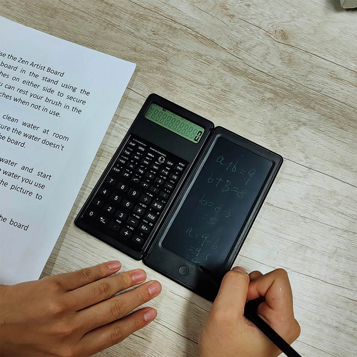 Tablette d'écriture LCD 6 pouces, bloc-notes numérique, calculatrice pliable, écran 10 chiffres, stylet, bouton d'effacement, fonction de verrouillage