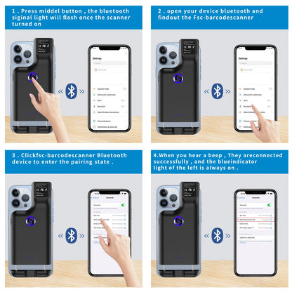 Scanner de codes-barres 2D portable sans fil JEESTON BX75, scanner mobile à clipser pour smartphones
