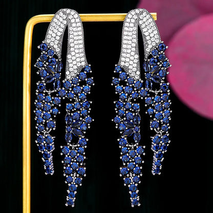 GODKI New Trendy Blue Drop Earrings For Women Wedding Party Indian Dubai Bridal Jewelry boucle d'oreille femme Gift 2022