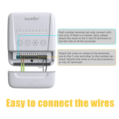 RAINPOINT 8 Zone WIFI Connect Minuterie d'arrosage Contrôleur d'irrigation de jardin Vanne d'eau Minuterie d'irrigation Système d'arrosage intelligent