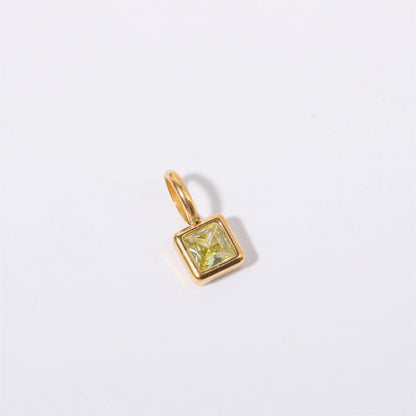 Nouveautés en acier inoxydable, breloques avec 12 pierres de naissance pour femmes et filles, pendentifs carrés colorés à la mode, accessoires de bijoux DIY