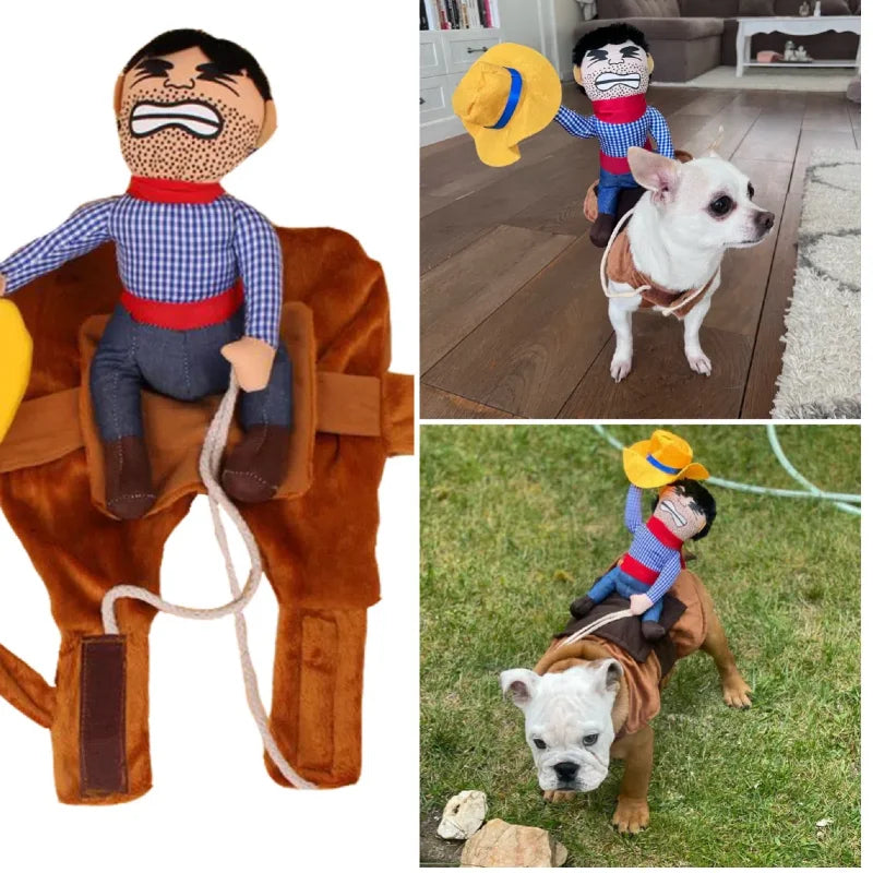 Vêtements amusants pour chiens de petite, moyenne et grande taille, style cowboy, pour Halloween, pour animaux de compagnie, mignons, pour fête, veste pour chiot, cosplay, tenues de carlin