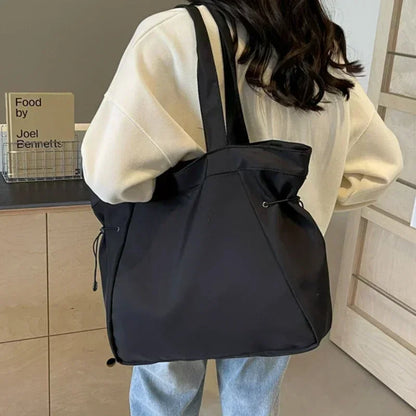 Sac fourre-tout décontracté de grande capacité, sac de voyage simple pour femme, grand sac à bandoulière, sacs à main esthétiques, sac fourre-tout à cordon