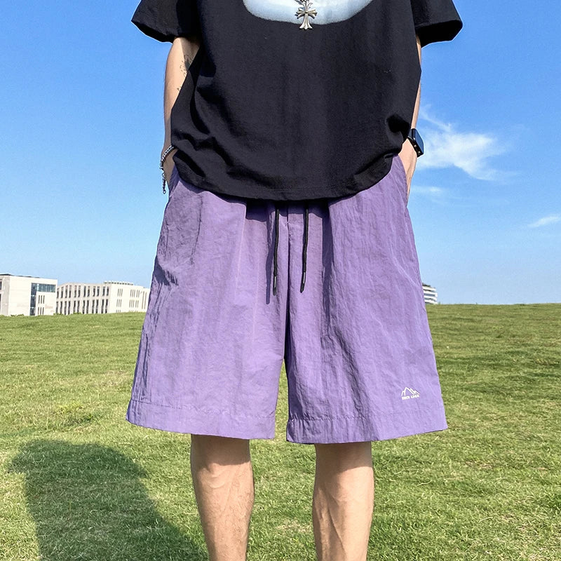 Pantalons courts pour hommes, pantalons décontractés d'été, pantalons à cordon de serrage, salopettes coréennes simples et polyvalentes, pantalons amples tendance pour hommes