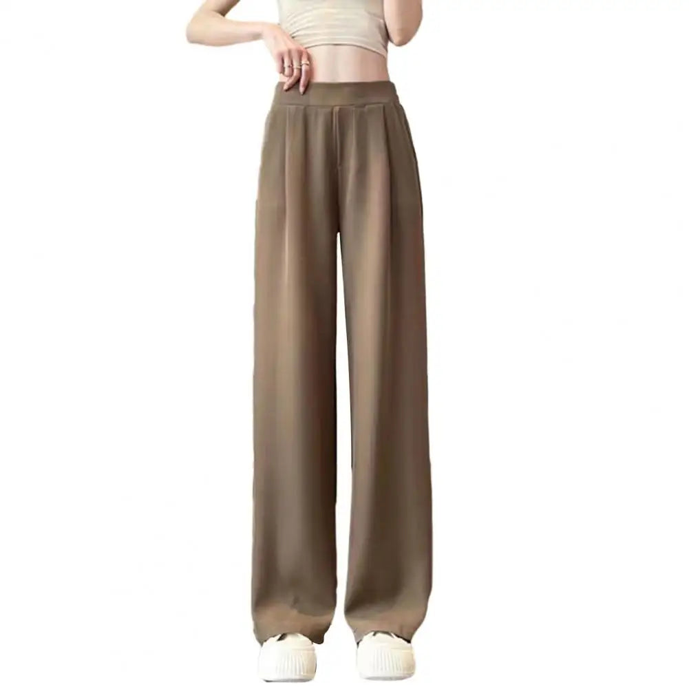Loose Pants Stylish Women's Wide Leg Pants with Pockets for Office Wear Casual Outfits Solid Color High Waist Relaxed Fit