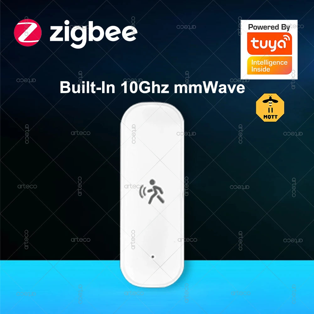 Capteur de mouvement humain ZigBee 10G Radar Mmwave Capteur de température et d'humidité Sécurité antivol Fonctionne avec Tuya Smart Life Z2MQTT
