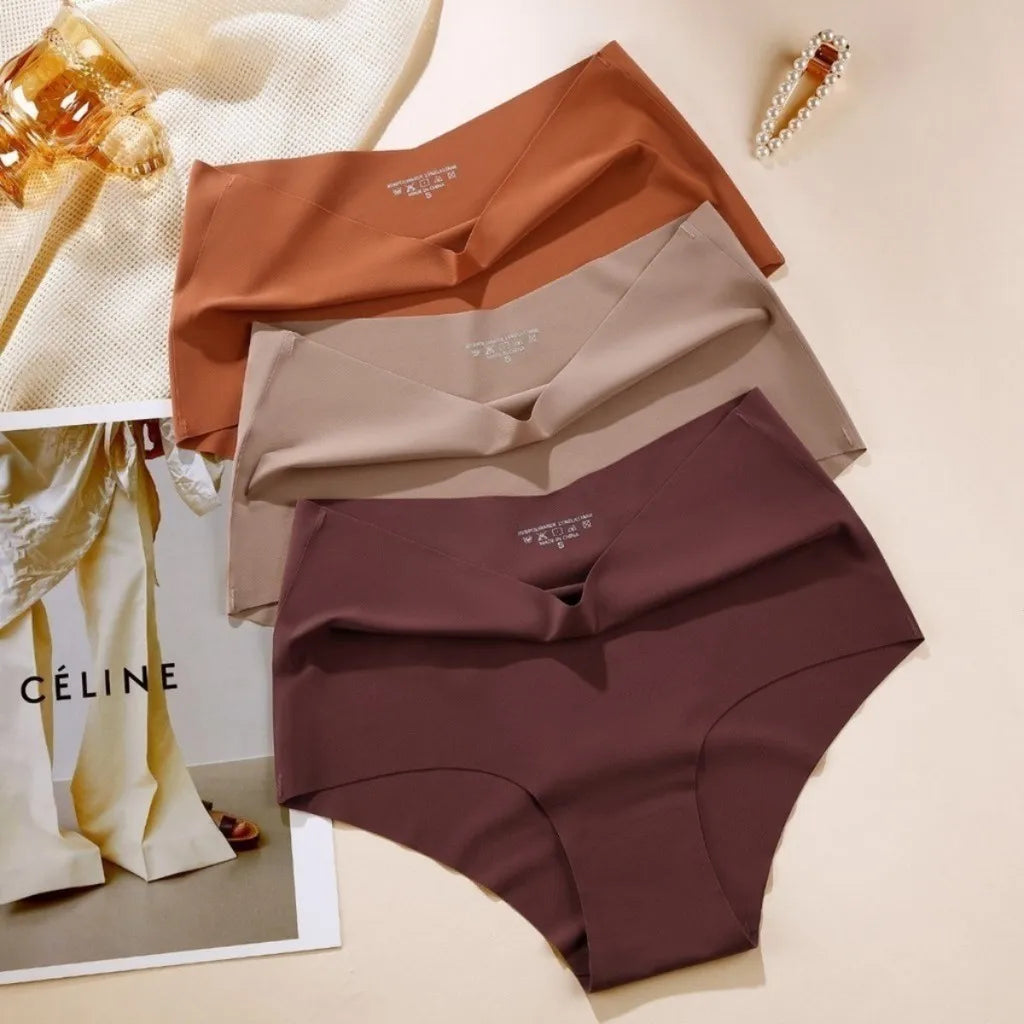 High Quality Ice Silk Cotton Crotch Panties High Waist V-Shape Comfortable Breathable Triangle Panty