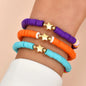 Fashion Rainbow Stackable Bracelets Set For Women Heart Charm Soft Clay Pottery Layering Beads Chain Bangle Female Boho Jewelry