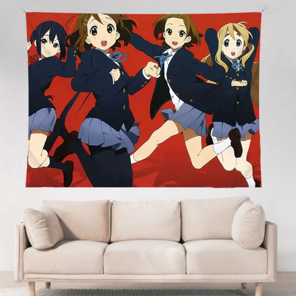 VIKAMA Anime Tapestry Sweet Fun Mvp Sisters & Cat Ears Maid & Electro Girls Ins Style Living Room Kawaii Decoration Game Room