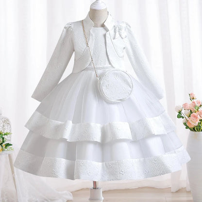 New Girls' Dress Two Piece Set 3-10 Years Old Gorgeous Christmas Performance Dress Autumn Girls' Party Prom Dress