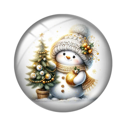 Watercolor Christmas snowman 10pcs18mm/20mm/25mm Round photo glass cabochon demo flat back Making findings