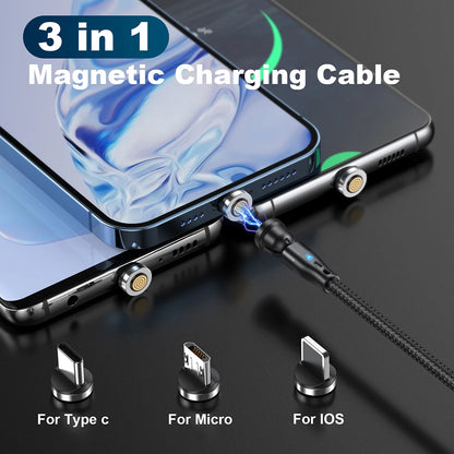 AUFU 5A Magnetic Cable 540 Rotate Fast Charging Magnetic USB Type C Cable For iPhone 14 Samsung Xiaomi Realme Mobile Phone Cable