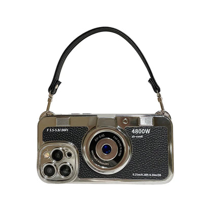 Fashion Lanyard Camera Phone Case For Apple iPhone 15 14 13 Pro Max Luxury Shockproof For 15 Plus leather Soft Cover Accessories
