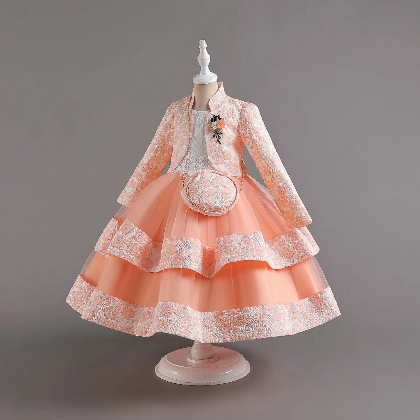 New Girls' Dress Two Piece Set 3-10 Years Old Gorgeous Christmas Performance Dress Autumn Girls' Party Prom Dress