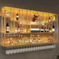 Customized: bar counter wine cabinet against the wall, hanging shelves, industrial style bar, wrought iron display stand,