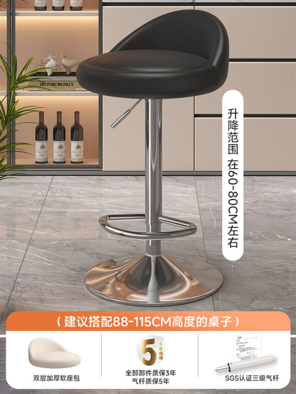 Minimalist Modern Home Elevated Foot Stool Adjustable Backrest Seat Creamy Milk Tea Shop Dining Stool Kitchen Island Seat