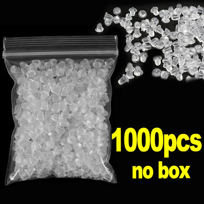 Lot de 500/2000 bouchons d'oreilles en silicone transparents, anti-chute, accessoires pour boucles d'oreilles