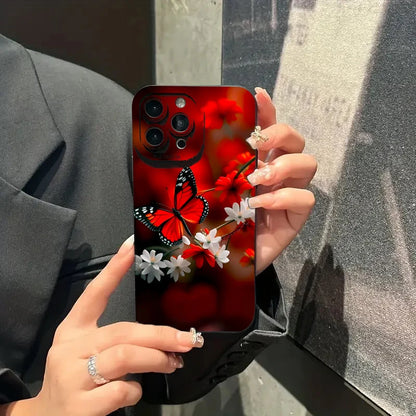 Case for Redmi Note 13 4G Cases Red Butterfly Flower Case for Xiaomi Redmi Note 13 12Pro Plus 5G 12S 11S 11 10S 10 12C 13C Cover