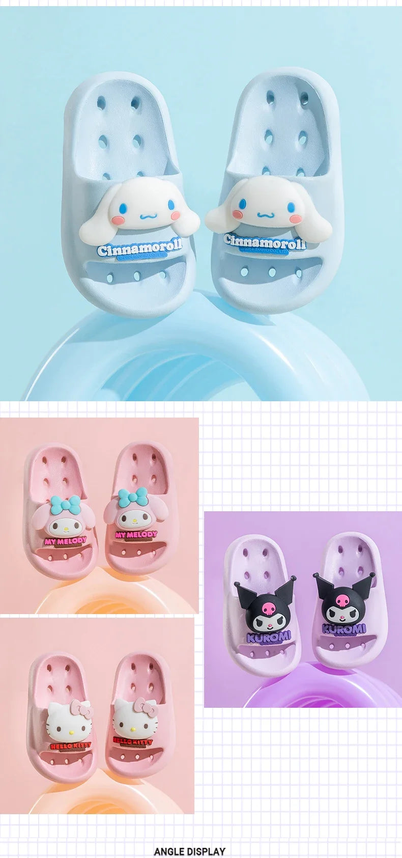 Sanrio Kuromi Sandales d'été mignonnes pour enfants, pantoufles souples d'intérieur et d'extérieur, séchage rapide, semelle antidérapante, dessin animé, cadeau pour filles et garçons