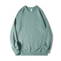 Autumn Sweatshirt Fashion Matcha Green 420g Heavy Round Neck Sweater Men's Solid Color Top Streetwear Women